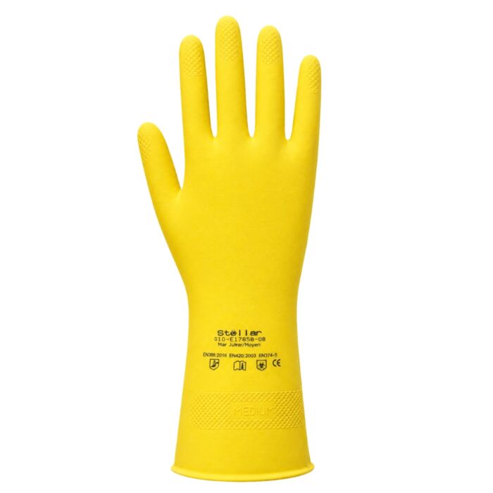 Latex Flock Lined 16 mil - Yellow (12 Pairs/Bag)