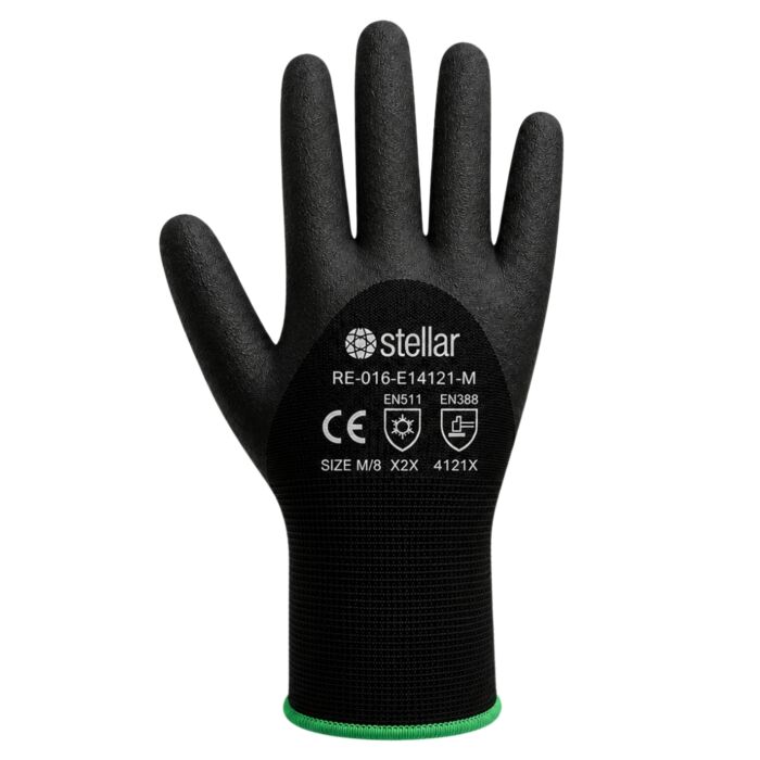 Fully Coated Black Nitrile Insulated Gloves- Double Liner Sandy Finish