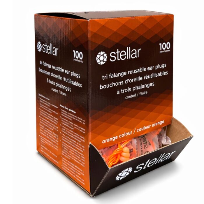 Tri Falange Reusable Ear Plugs, Coarded, Orange (100 Pairs/Box)