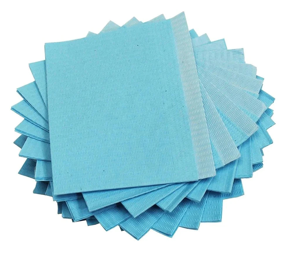 Disposable Dental Bibs 3 Ply Blue Case of 500 Bibs
