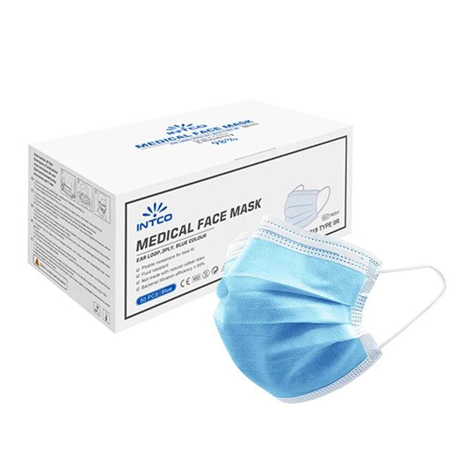 Intco - Level 3 Face Masks - 3 Ply, 50 Units/Box, Blue- 40 Box/Case