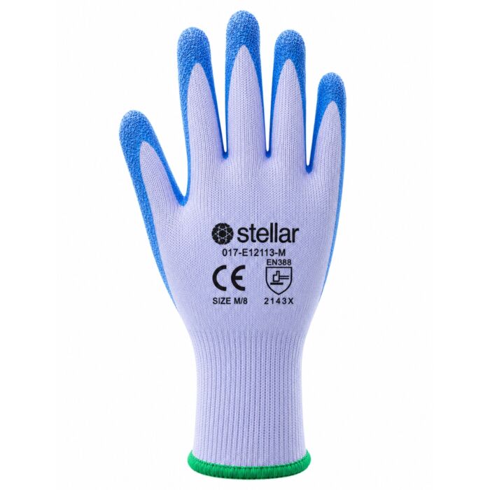 Latex Coated Gloves, Polyester Liner- Blue