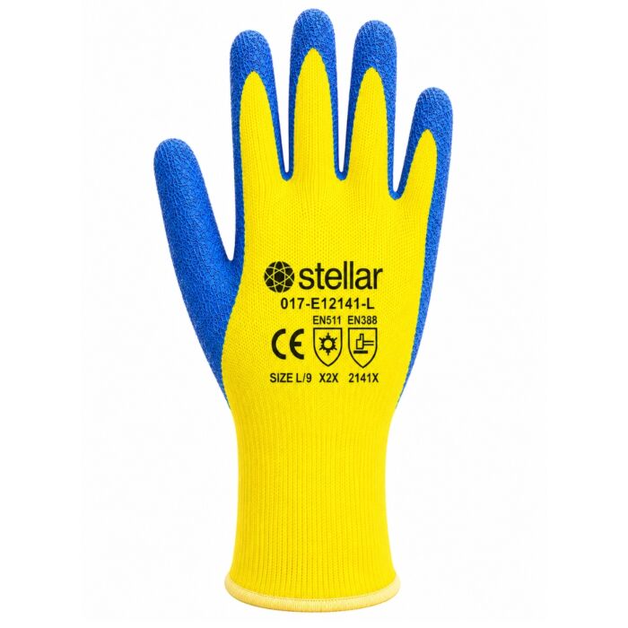 Latex Coated Gloves, Polyester Liner- Yellow (Hi Viz)