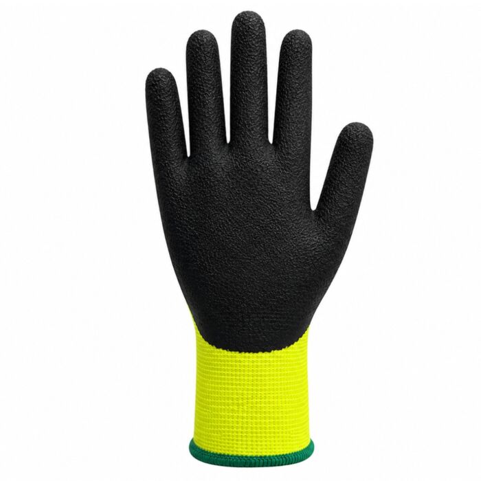 Fully Coated Black Foam Latex Gloves, Hi Viz- Double Liner