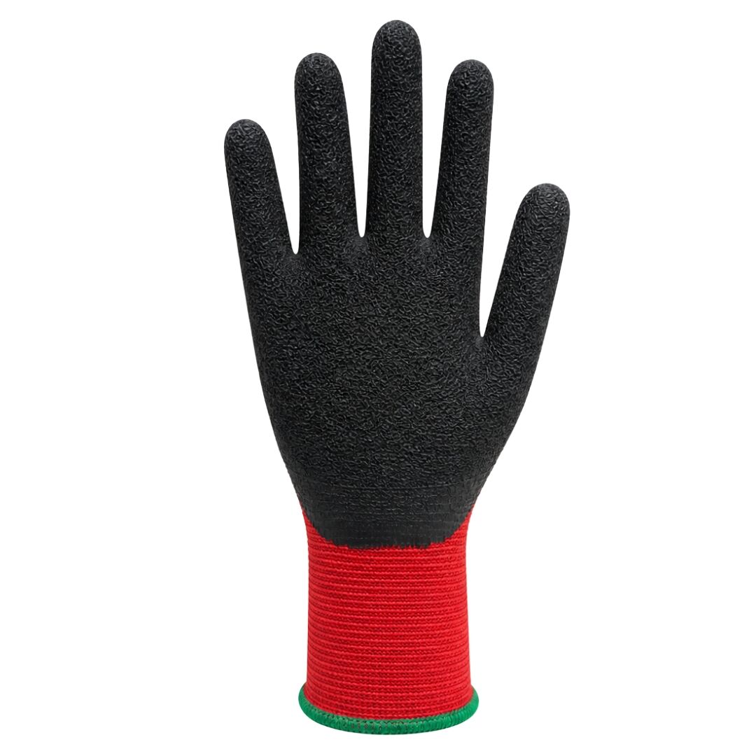 Latex Coated Gloves, Polyester Liner- Red