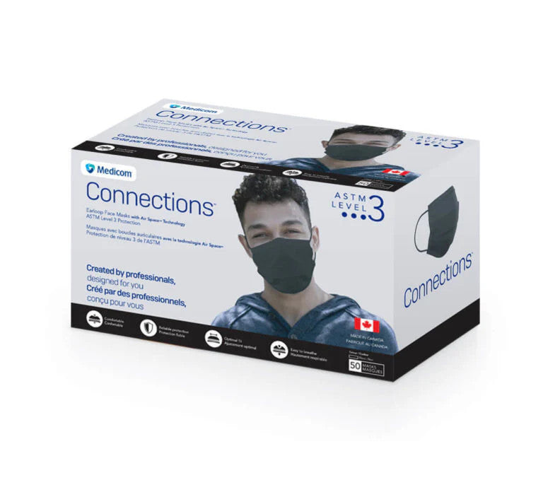 Medicom Black Level 3 Mask- 50 Units/Box (18 Box/Case)