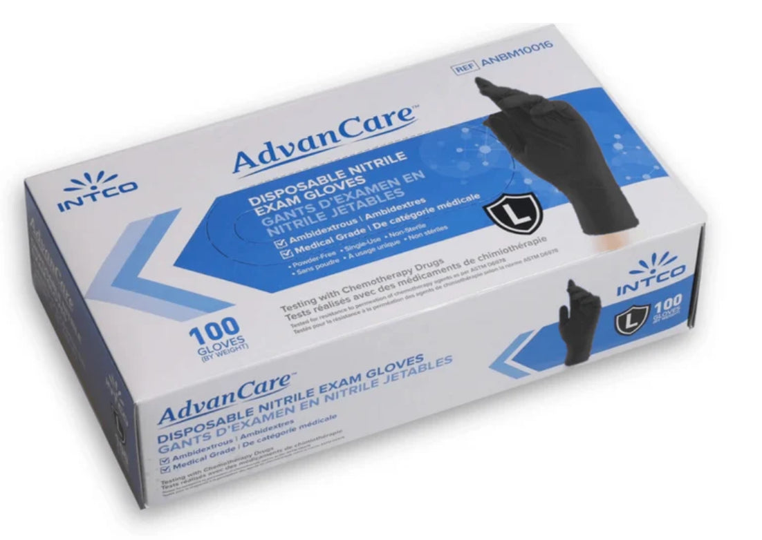 Black Nitrile Powder Free Gloves- 4.0 Mil (Box of 100 Gloves)