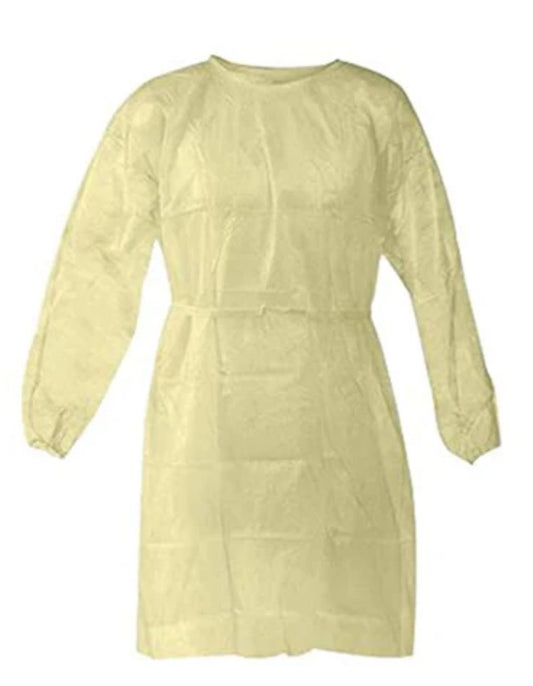Isolation Gown - Level 2, NON-WOVEN YELLOW ISOLATION GOWN, Universal Size - 10/Bag