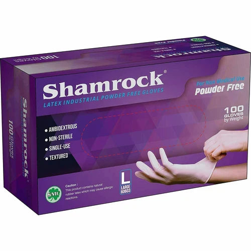 Shamrock Latex Premium Gloves 5.00 Mil- Powder Free (Box of 100 Gloves)