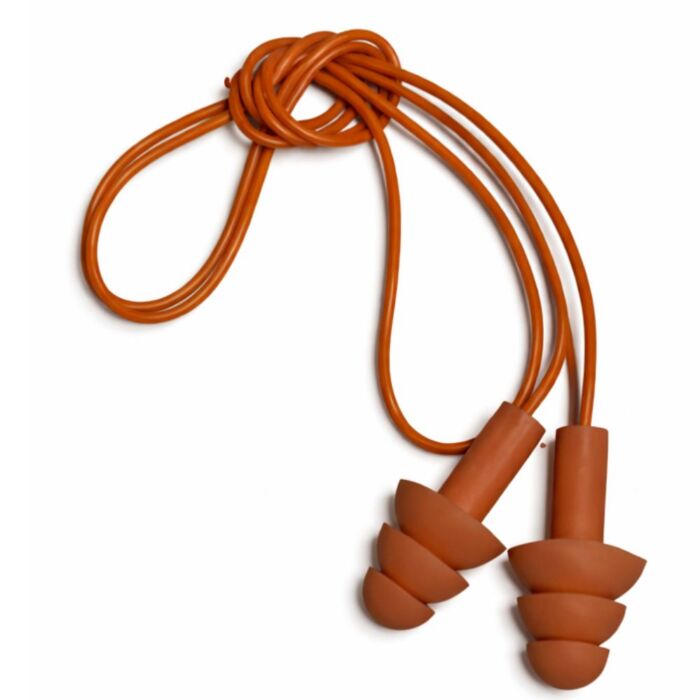 Tri Falange Reusable Ear Plugs, Coarded, Orange (100 Pairs/Box)