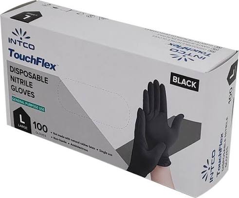 Intco Touchflex Nitrile Black Gloves - 4.0 mil
