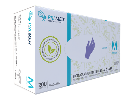 PRIMED Nitrile Gloves Powder Free - Purple 200 Pack Biodegradable
