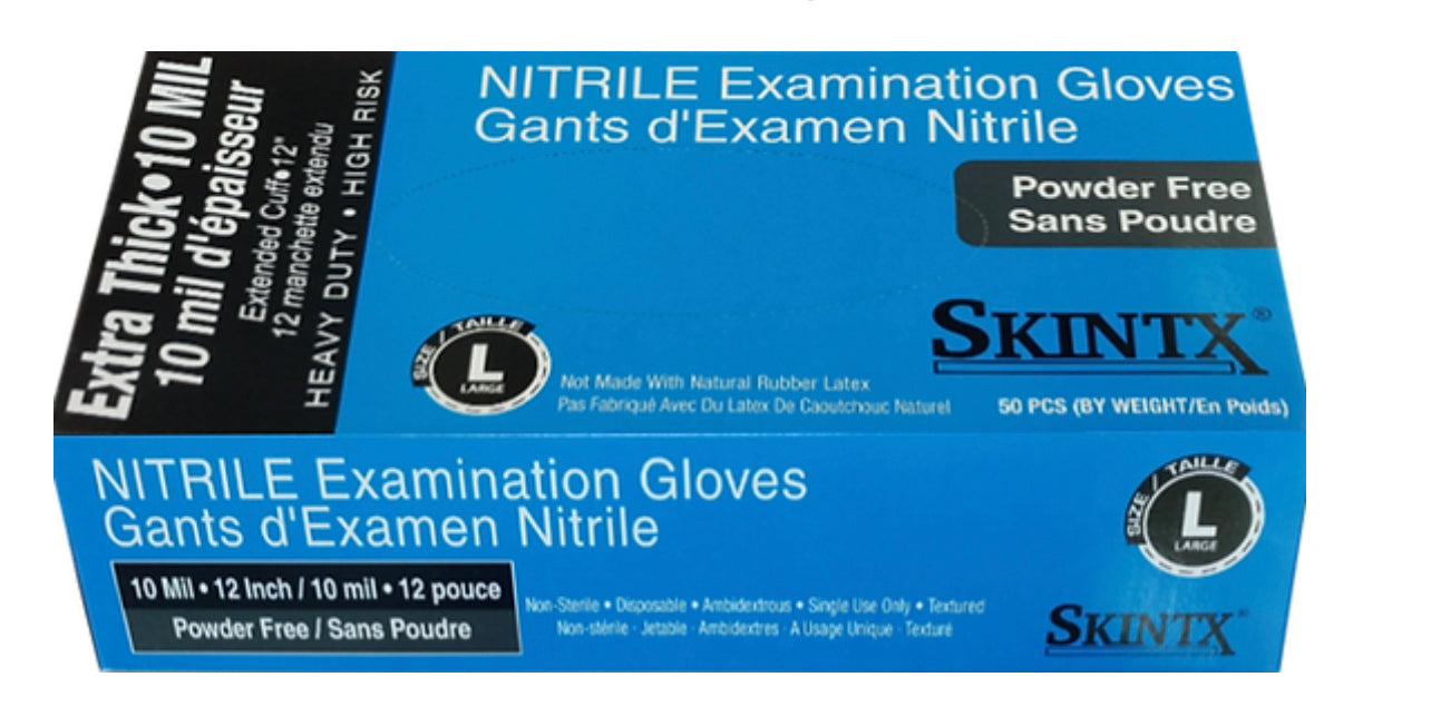 Nitrile Blue Heavy Duty Industrial Gloves 10.00 Mil- Powder Free (Case of 500 Gloves)