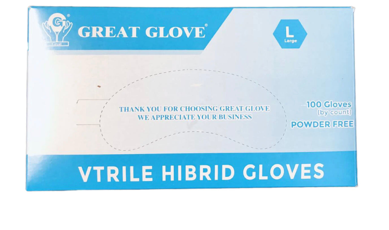 Vitrile Hybrid (Nitrile/Vinyl) Gloves 4.00 Mil- Powder Free(Case of 1000 Gloves)