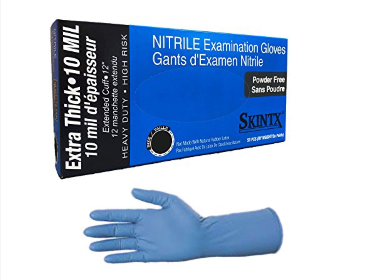 Nitrile Blue Heavy Duty Industrial Gloves 10.00 Mil- Powder Free (Case of 500 Gloves)
