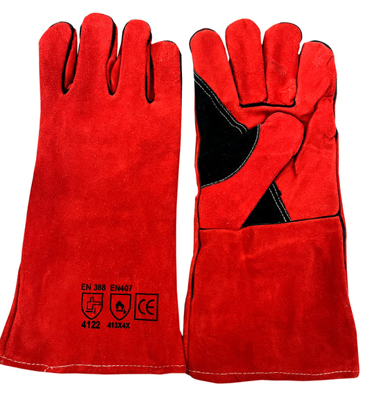 Welding Glove Red with Black Palm Kevlar Stitch- 14 Inch