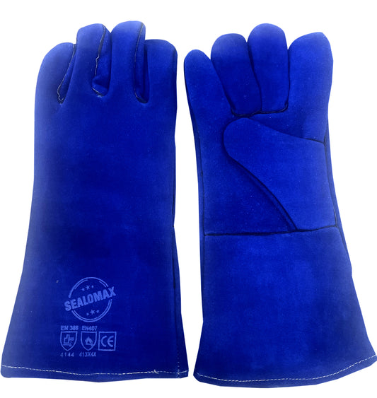 Welding Glove Blue Leather Kevlar Stitch- 14 Inch
